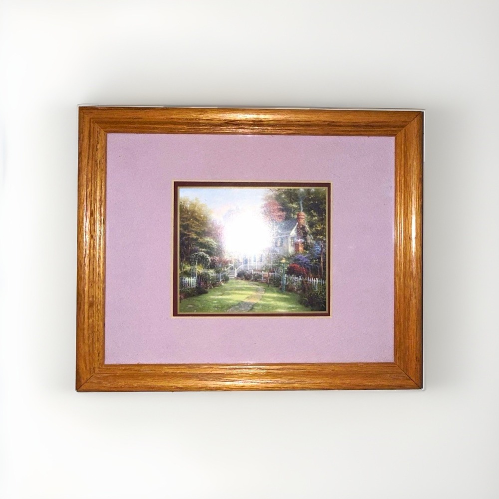 Vintage Thomas Kinkade Victorian Garden II Print Custom Framed Pink Border